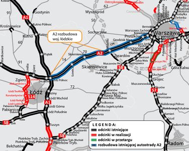 GDDKiA ogłasza przetarg na dokumentację do przebudowy A2 między Łodzią i Warszawą